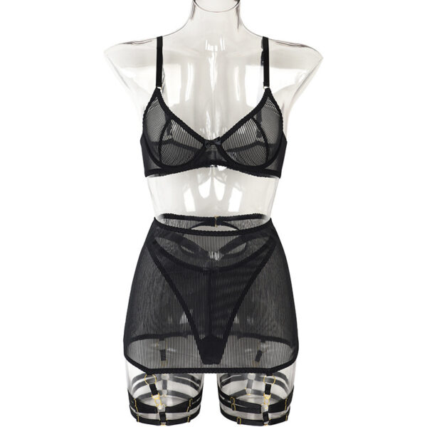 Women's Striped Mesh Gathered For Fun Lingerie - Image 7