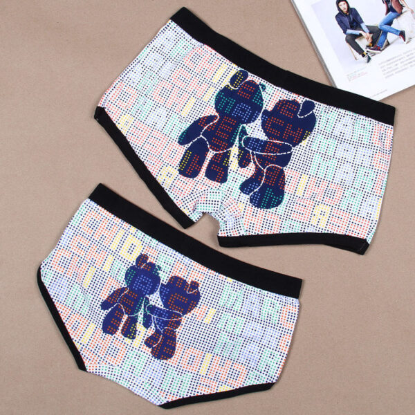Couple Underwear Combed Cotton Cartoon Couple Boxer Pants Men's And Women's Low Waist Cartoon Briefs Couple Underwear Wholesale - Image 2