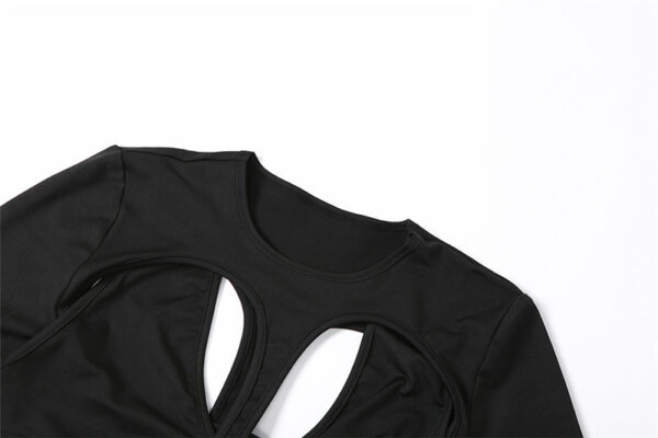 Women's Design Backless Round Neck Long Sleeve Slim Fit T-Shirt Women - Image 10