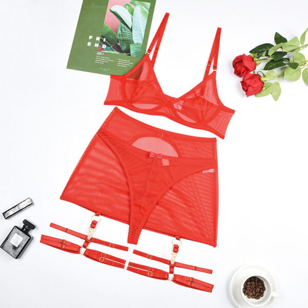 Women's Striped Mesh Gathered For Fun Lingerie - Image 5