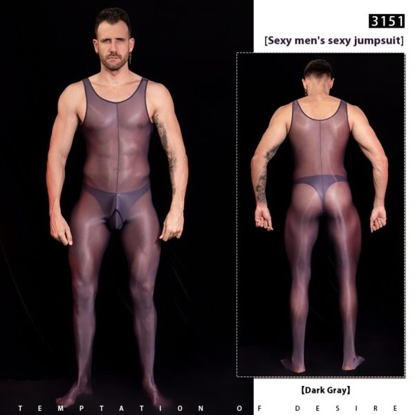 High Stretch Yarn Smooth Lightweight Breathable Nude Feel Skin-friendly Powerful Muscle Men's Jumpsuit - Image 9