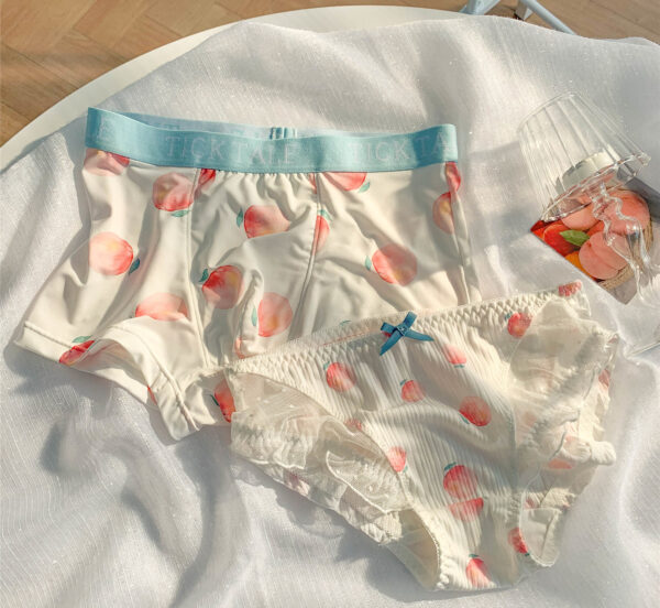 Peach Flavor Couple Underwear Sweet Baby Sweet Summer Ice Silk Cotton Suit - Image 4
