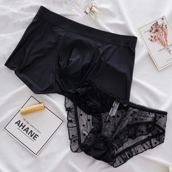 Seamless Cotton Crotch Summer Ice Silk Couple Underwear Set - Image 4