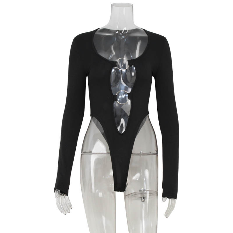 Women's Hollow Metal Iron Hoop Jumpsuit - Image 2