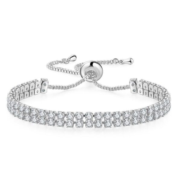 Fashion Double Row Zircon Bracelet For Women Rhinestone Bracelet - Image 2