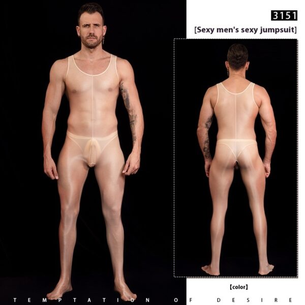 High Stretch Yarn Smooth Lightweight Breathable Nude Feel Skin-friendly Powerful Muscle Men's Jumpsuit - Image 4