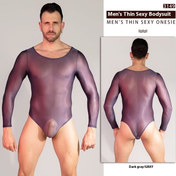 Breathable Tight High Elastic Sexy Long Sleeve Triangle Men's Sexy One-piece - Image 7