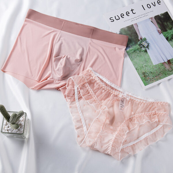 Seamless Cotton Crotch Summer Ice Silk Couple Underwear Set - Image 5