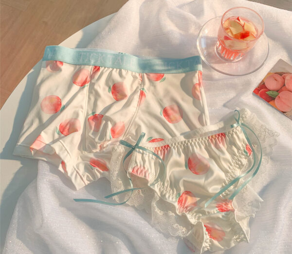 Peach Flavor Couple Underwear Sweet Baby Sweet Summer Ice Silk Cotton Suit - Image 2