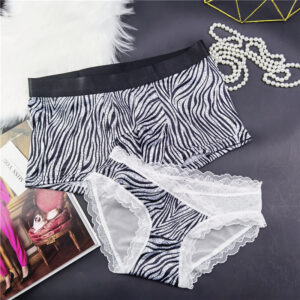 Panther And Horse Pattern Couple Underwear Ice Silk Mesh Semi-transparent Shorts