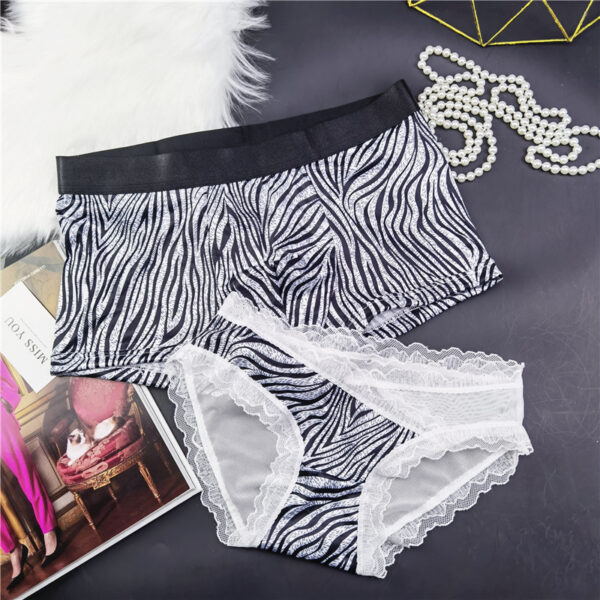 Panther And Horse Pattern Couple Underwear Ice Silk Mesh Semi-transparent Shorts
