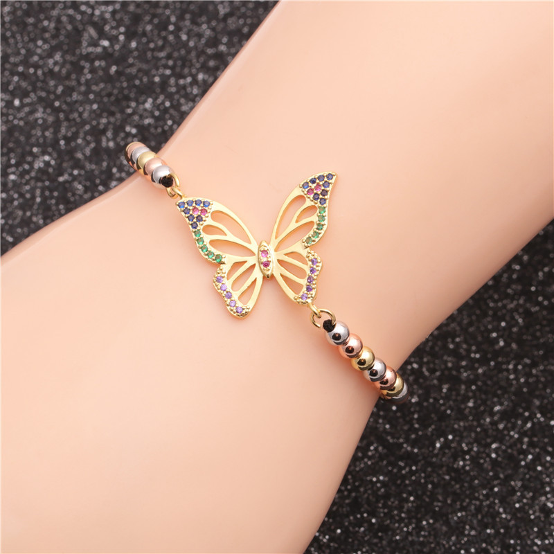 Micro-inlaid Zircon Butterfly Adjustable Ladies Bracelet - Image 2
