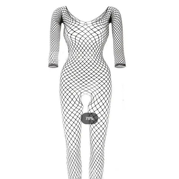 Women's Solid Color Creative One-piece Open Crotch Fishnet Body Stocking - Image 6