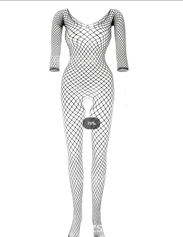 Women's Solid Color Creative One-piece Open Crotch Fishnet Body Stocking - Image 4