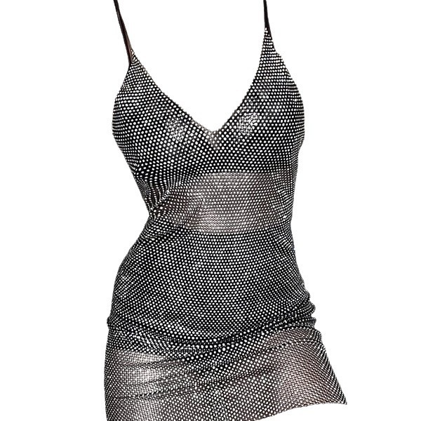 Mesh Sparkling Diamond Fishing Net Dress - Image 8