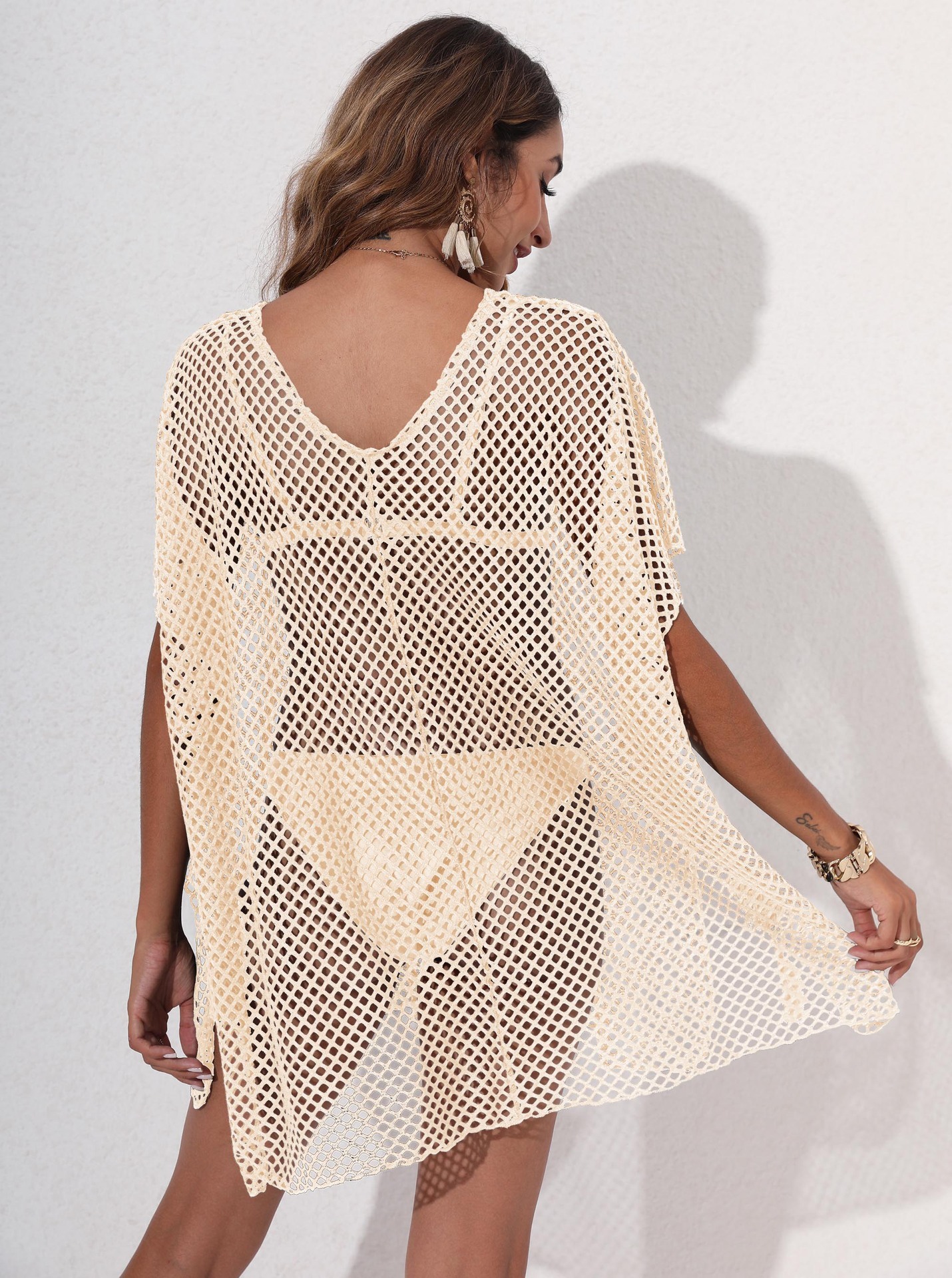 Grid Beach Cover-up European And American Women's Clothing Loose And Irregular - Image 8