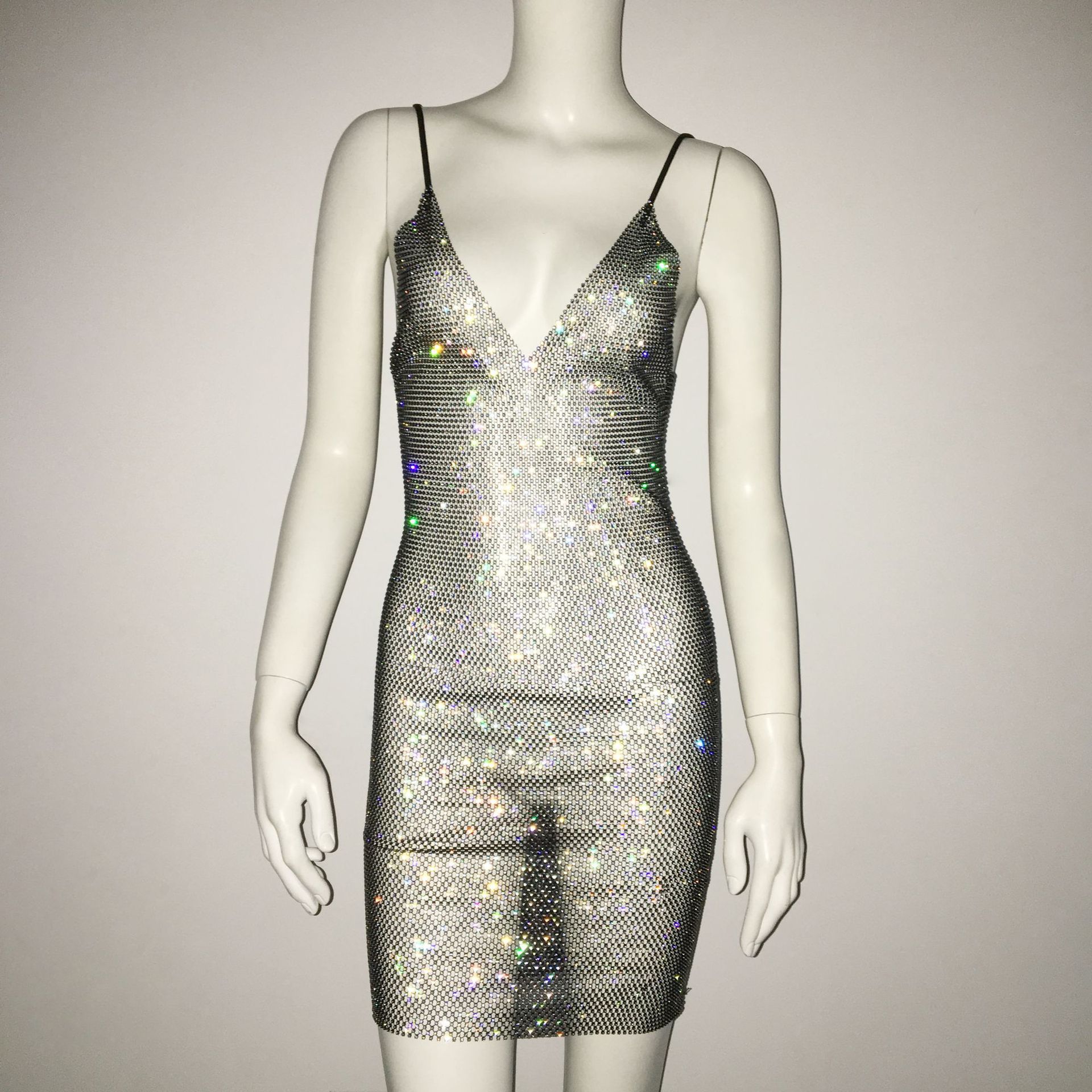 Mesh Sparkling Diamond Fishing Net Dress - Image 9